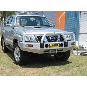ECB Silver Hammertone Winch BullBar to suit Nissan Patrol GU Y61 3.0LT TD 10/04 - 04/16