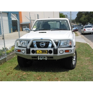 ECB Polished Winch BullBar with Bumper Lights to suit Nissan Patrol GU Y61 3.0LT TD 10/04 - 04/16