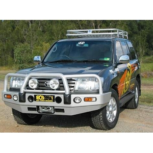ECB Polished Winch BullBar with Bumper Lights to suit Toyota LandCruiser 100 Series Live Coil 04/98 - 10/07