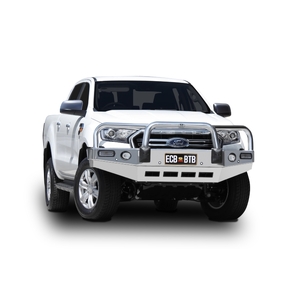 ECB Silver Hammertone BullBar with Bumper Lights to suit Ford Ranger PX MKIII XLS 09/18 - 04/19