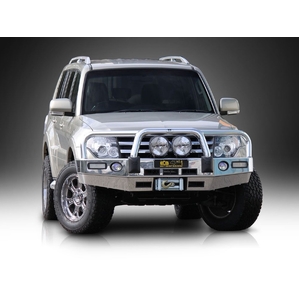 ECB Black Ripple Winch BullBar with Bumper Lights to suit Mitsubishi Pajero NS 11/06 - 11/08