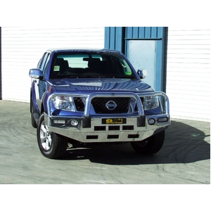 ECB Polished BullBar with Bumper Lights to suit Nissan Navara D40 ST 12/11 - 03/15