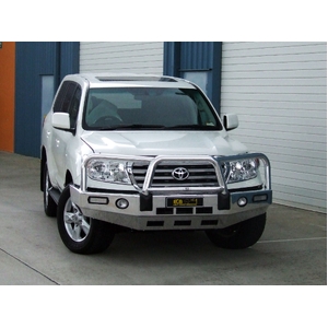 ECB Textura Black BullBar with Bumper Lights to suit Toyota LandCruiser 200 Series VX 11/07 - 01/12