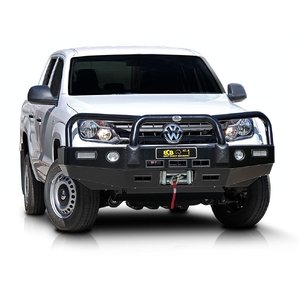 ECB Silver Hammertone BullBar Winch Compatible with Bumper Lights to suit Volkswagen Amarok Sensor Model 07/10 - 08/16