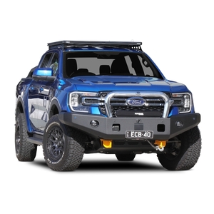 ECB Polished Tube/Black Ripple Channel Single Hoop Winch Bar to suit Ford Ranger 05/22 - Onwards
