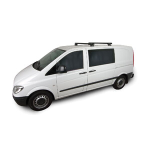 Rhino-Rack JA0819 Heavy Duty RLTP Black 2 Bar Roof Rack for MERCEDES BENZ Vito Low Roof (SWB/LWB) 2DR Van (04/2004-06/2015)