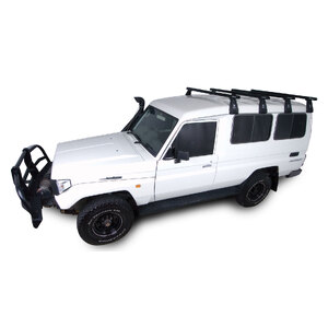 Rhino-Rack JA0851 Heavy Duty RL210 Black 4 Bar Roof Rack for TOYOTA Land Cruiser 75/77 Series Troop Carrier 2DR 4WD (01/1985-01/1999)