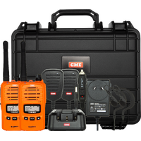 GME 5/1 Watt UHF CB Handheld Radio including Accessories - Twin Pack - Blaze Orange